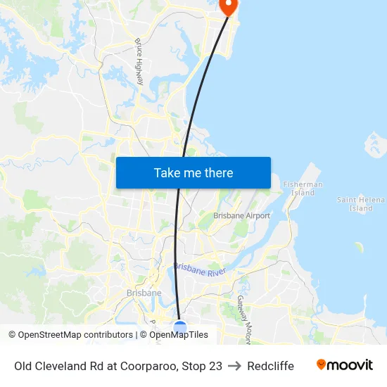 Old Cleveland Rd at Coorparoo, Stop 23 to Redcliffe map