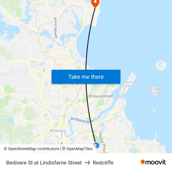 Bedivere St at Lindisfarne Street to Redcliffe map