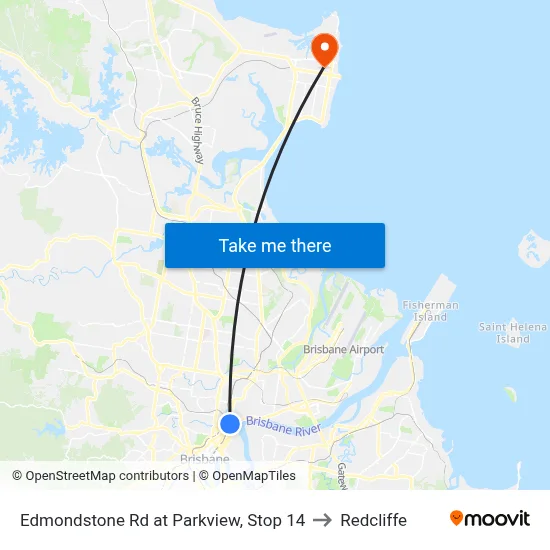 Edmondstone Rd at Parkview, Stop 14 to Redcliffe map