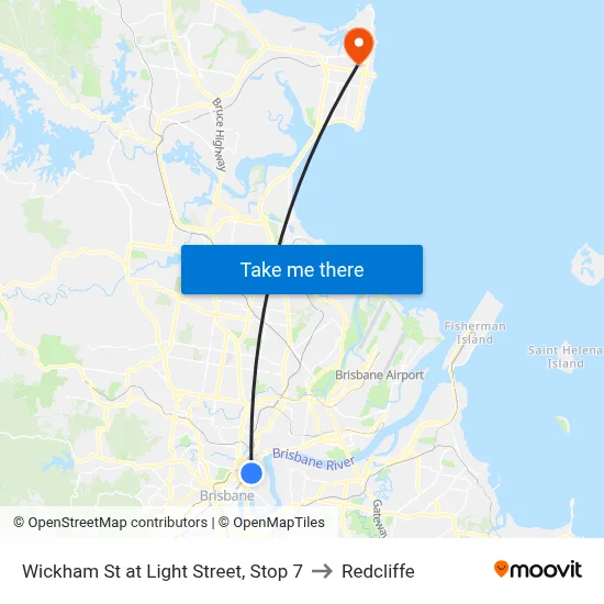 Wickham St at Light Street, Stop 7 to Redcliffe map