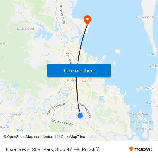 Eisenhower St at Park, Stop 87 to Redcliffe map