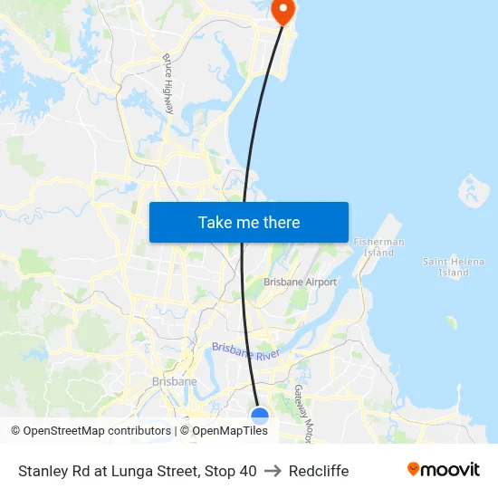 Stanley Rd at Lunga Street, Stop 40 to Redcliffe map
