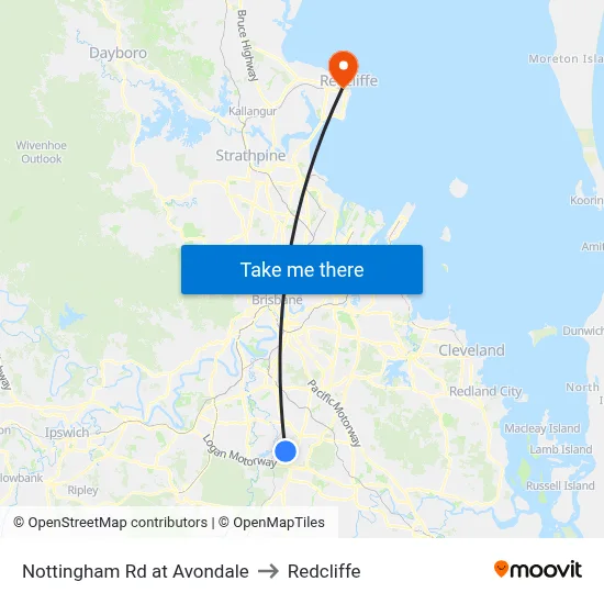 Nottingham Rd at Avondale to Redcliffe map