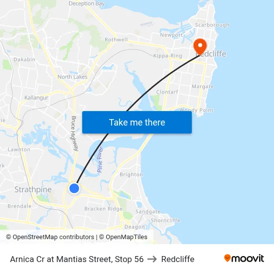 Arnica Cr at Mantias Street, Stop 56 to Redcliffe map
