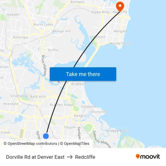 Dorville Rd at Denver East to Redcliffe map