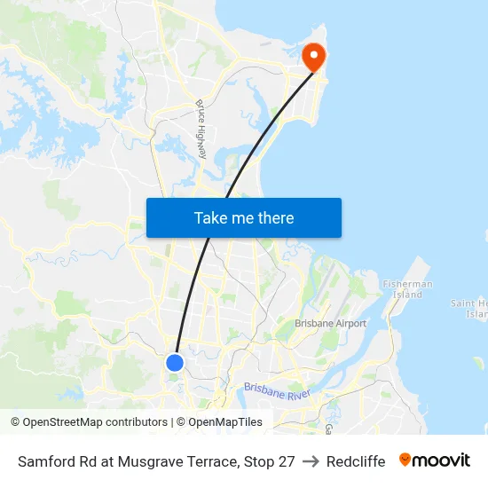 Samford Rd at Musgrave Terrace, Stop 27 to Redcliffe map