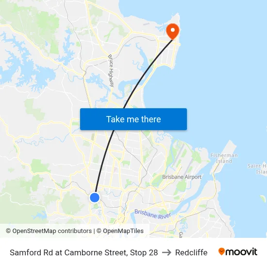 Samford Rd at Camborne Street, Stop 28 to Redcliffe map