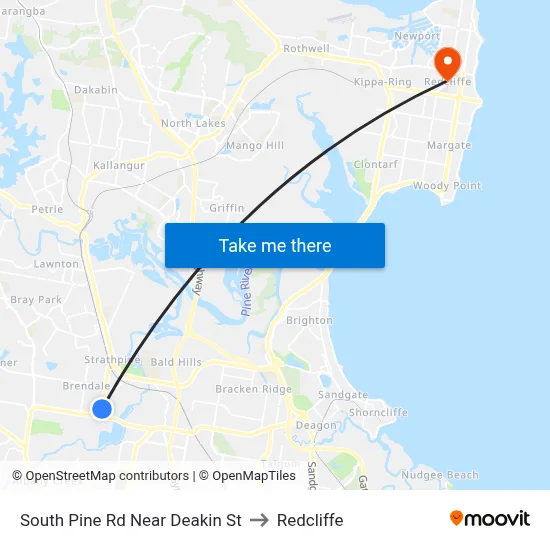 South Pine Rd Near Deakin St to Redcliffe map