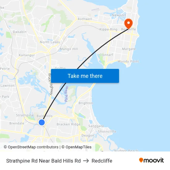 Strathpine Rd Near Bald Hills Rd to Redcliffe map