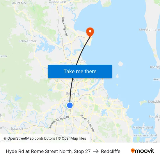 Hyde Rd at Rome Street North, Stop 27 to Redcliffe map