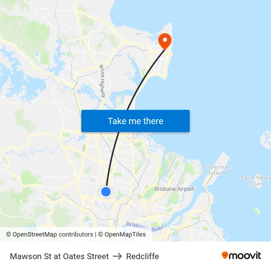 Mawson St at Oates Street to Redcliffe map