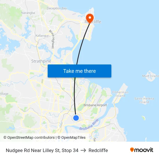 Nudgee Rd Near Lilley St, Stop 34 to Redcliffe map