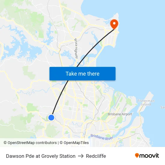 Dawson Pde at Grovely Station to Redcliffe map