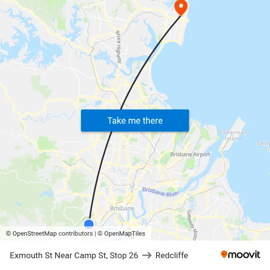 Exmouth St Near Camp St, Stop 26 to Redcliffe map