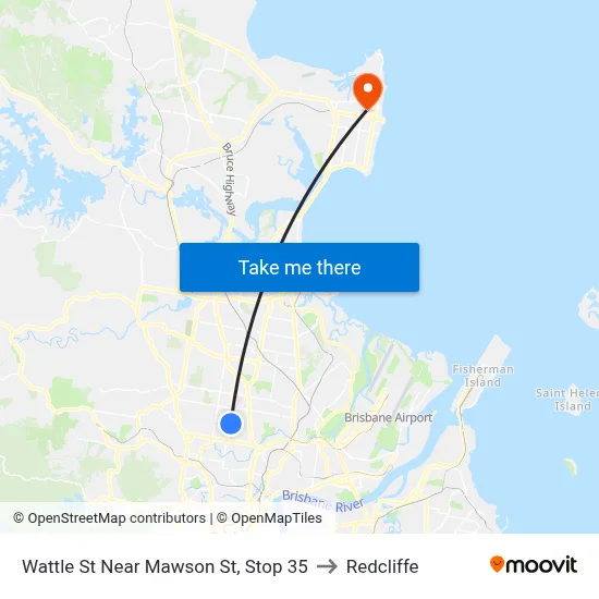 Wattle St Near Mawson St, Stop 35 to Redcliffe map