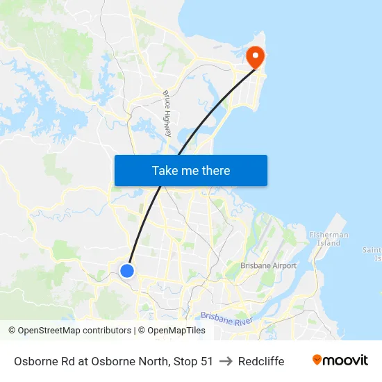 Osborne Rd at Osborne North, Stop 51 to Redcliffe map