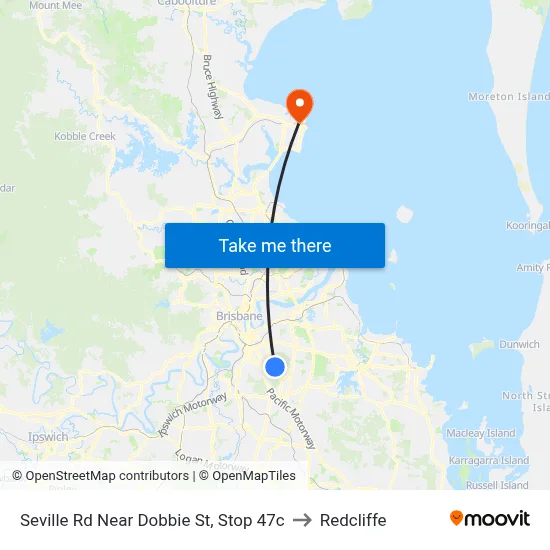 Seville Rd Near Dobbie St, Stop 47c to Redcliffe map