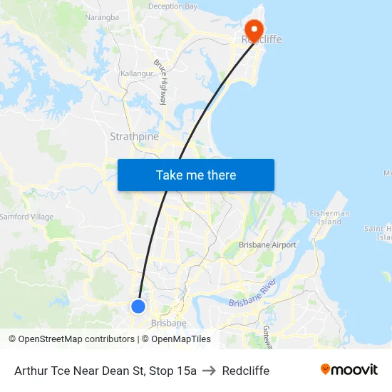 Arthur Tce Near Dean St, Stop 15a to Redcliffe map