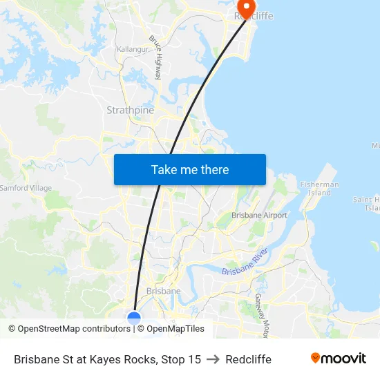 Brisbane St at Kayes Rocks, Stop 15 to Redcliffe map