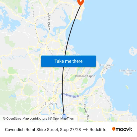 Cavendish Rd at Shire Street, Stop 27/28 to Redcliffe map