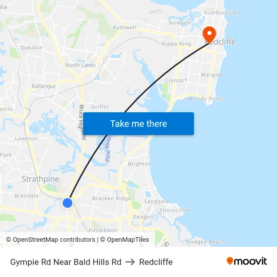 Gympie Rd Near Bald Hills Rd to Redcliffe map