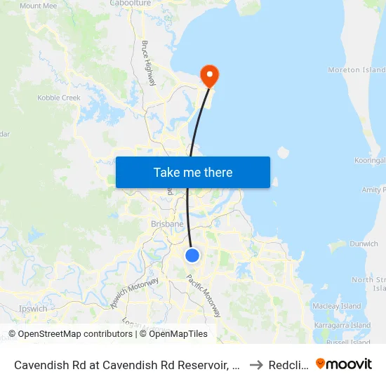 Cavendish Rd at Cavendish Rd Reservoir, Stop 40 to Redcliffe map