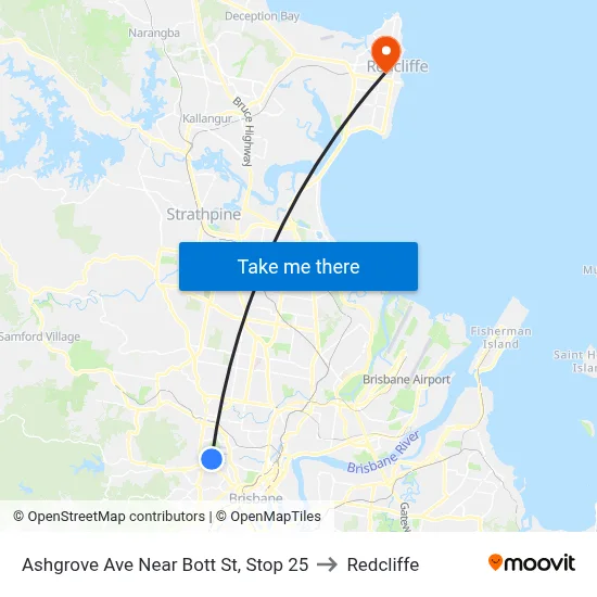 Ashgrove Ave Near Bott St, Stop 25 to Redcliffe map