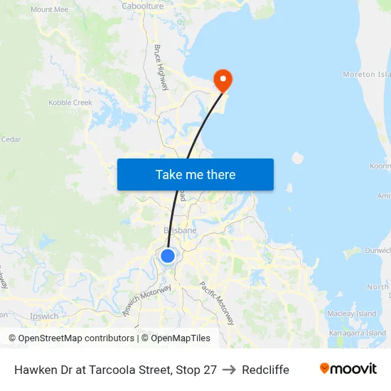 Hawken Dr at Tarcoola Street, Stop 27 to Redcliffe map