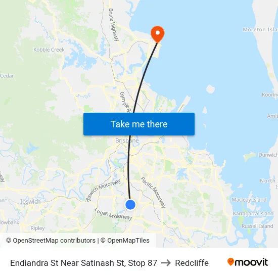 Endiandra St Near Satinash St, Stop 87 to Redcliffe map