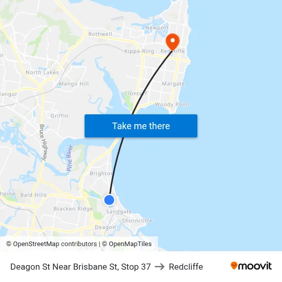 Deagon St Near Brisbane St, Stop 37 to Redcliffe map