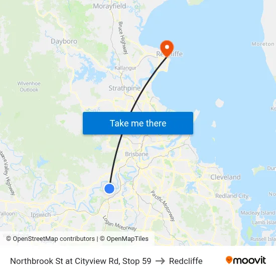Northbrook St at Cityview Rd, Stop 59 to Redcliffe map