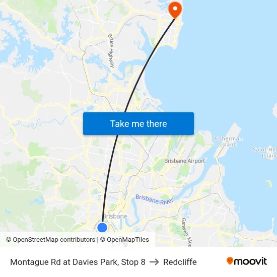Montague Rd at Davies Park, Stop 8 to Redcliffe map