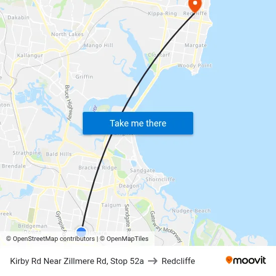 Kirby Rd Near Zillmere Rd, Stop 52a to Redcliffe map