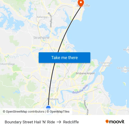 Boundary Street Hail 'N' Ride to Redcliffe map
