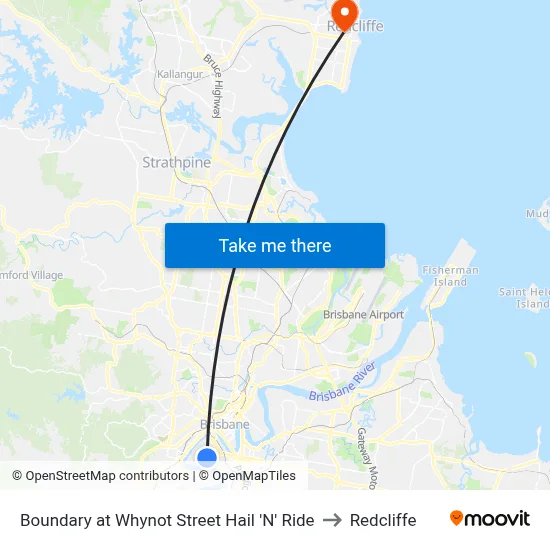 Boundary at Whynot Street Hail 'N' Ride to Redcliffe map