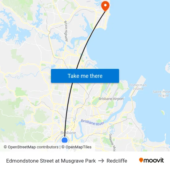Edmondstone Street at Musgrave Park to Redcliffe map