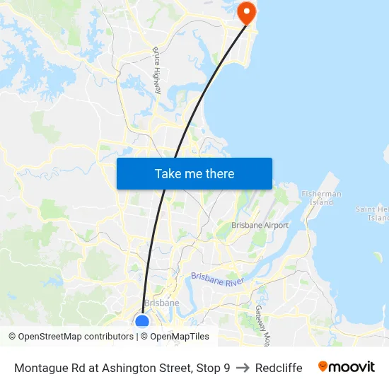 Montague Rd at Ashington Street, Stop 9 to Redcliffe map