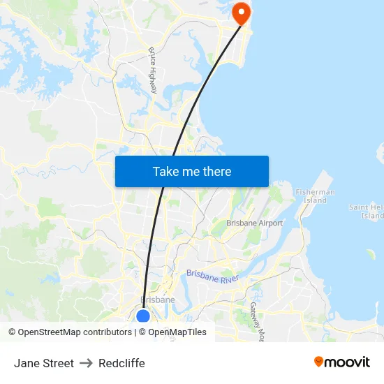 Jane Street to Redcliffe map