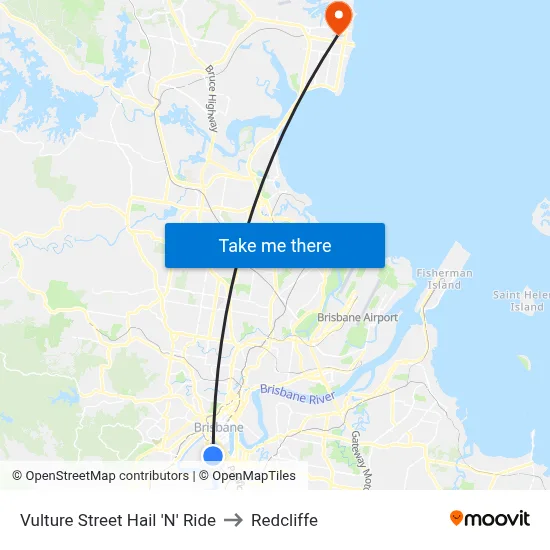 Vulture Street Hail 'N' Ride to Redcliffe map