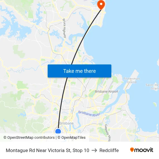 Montague Rd Near Victoria St, Stop 10 to Redcliffe map