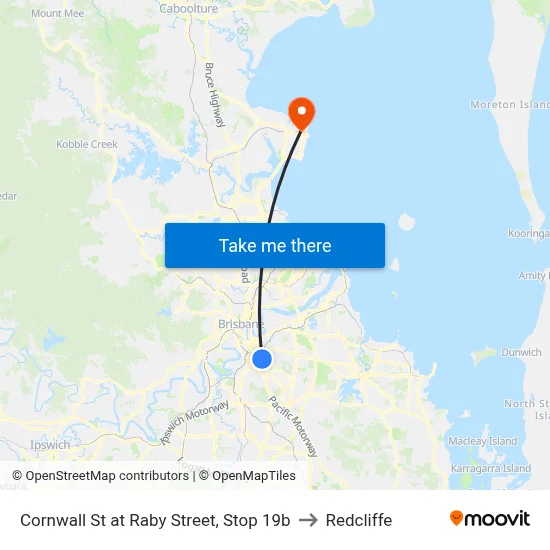 Cornwall St at Raby Street, Stop 19b to Redcliffe map