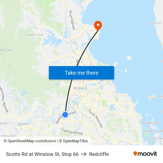 Scotts Rd at Winslow St, Stop 66 to Redcliffe map