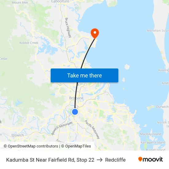 Kadumba St Near Fairfield Rd, Stop 22 to Redcliffe map
