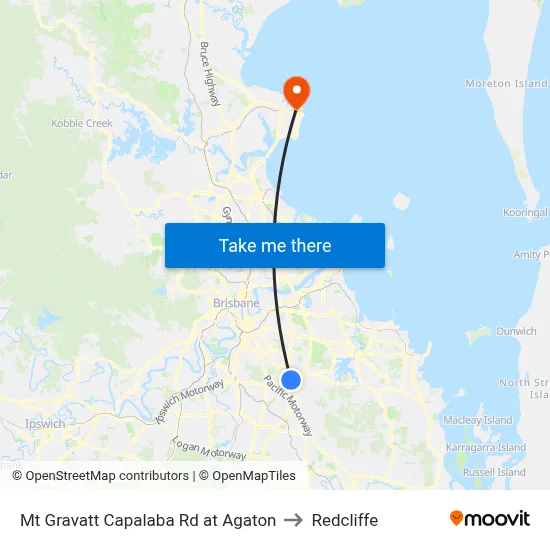 Mt Gravatt Capalaba Rd at Agaton to Redcliffe map