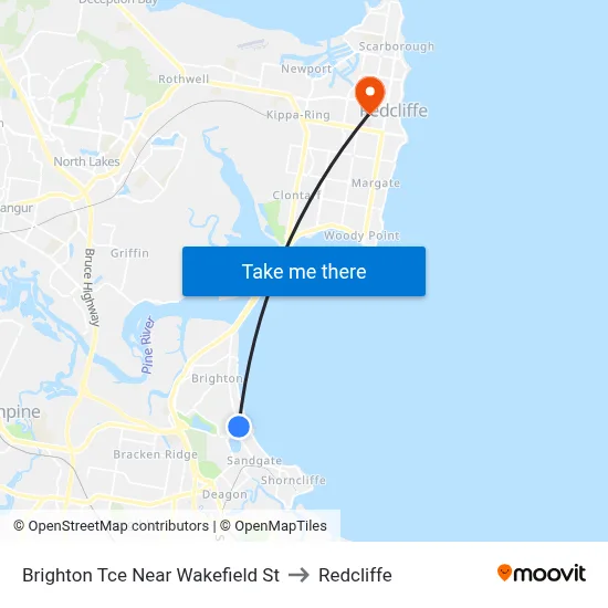 Brighton Tce Near Wakefield St to Redcliffe map