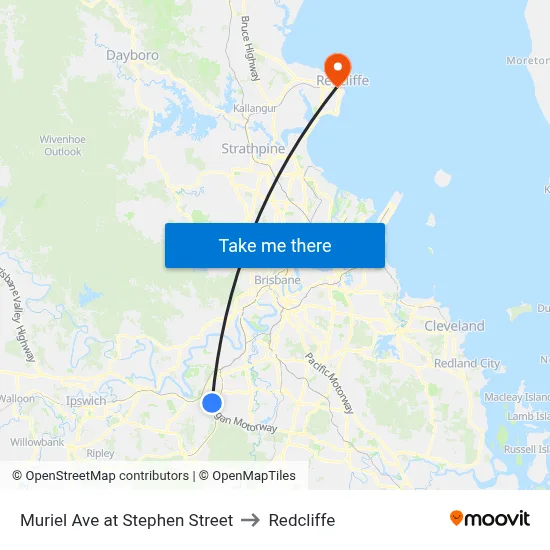 Muriel Ave at Stephen Street to Redcliffe map