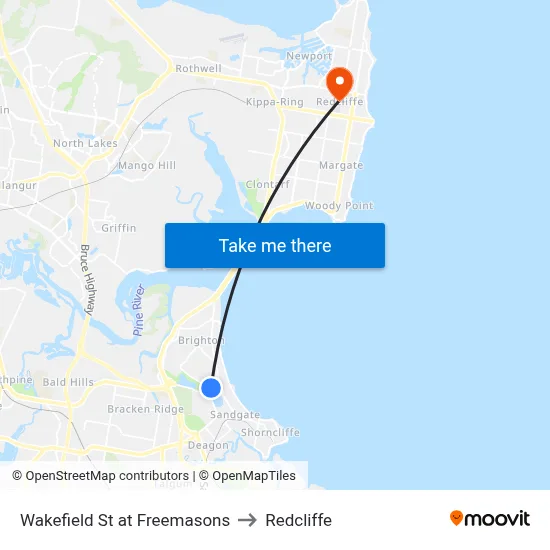 Wakefield St at Freemasons to Redcliffe map