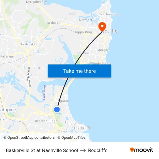 Baskerville St at Nashville School to Redcliffe map