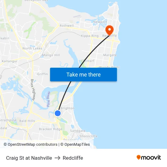 Craig St at Nashville to Redcliffe map