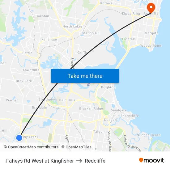 Faheys Rd West at Kingfisher to Redcliffe map